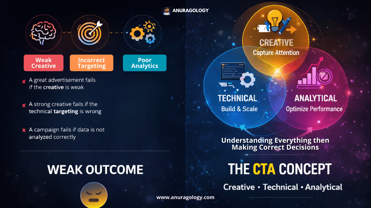 Marketing fails when creativity, technical execution, and analytics work in isolation. The CTA Concept brings these three pillars together to create sustainable growth.
